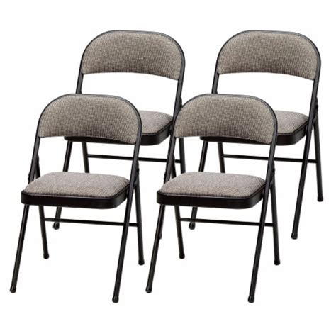 Set of 4 Deluxe Fabric Padded Folding Chairs with 